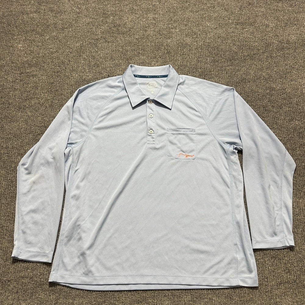 True Flies Mens‎ Polo Shirt Size 2XL Blue Pullover Casual Stretch Long Sleeve